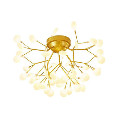 DecorBites™ DecorBites™ Gold Nordic Firefly LED Flush Mount Chandelier for Dining Room