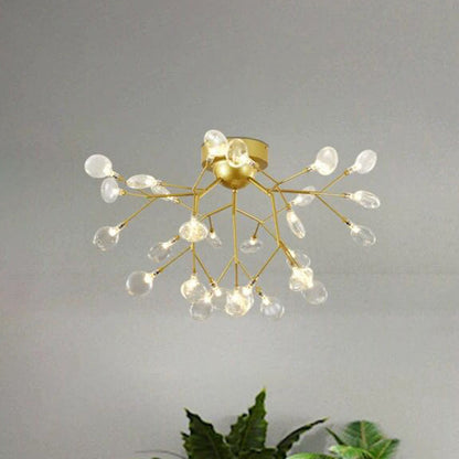 DecorBites™ DecorBites™ Gold Nordic Firefly LED Flush Mount Chandelier for Dining Room