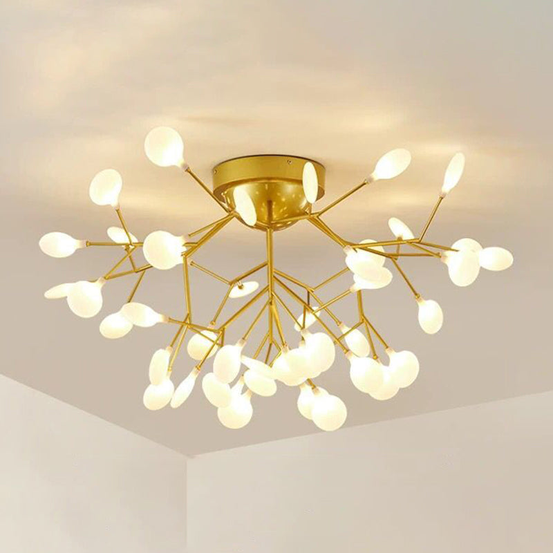 DecorBites™ DecorBites™ Gold Nordic Firefly LED Flush Mount Chandelier for Dining Room
