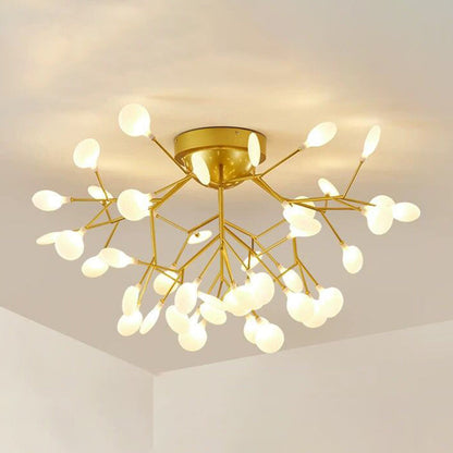 DecorBites™ DecorBites™ Gold Nordic Firefly LED Flush Mount Chandelier for Dining Room