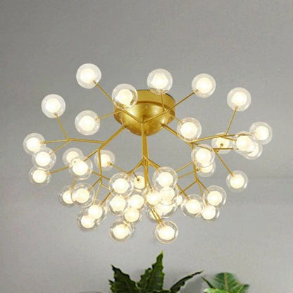DecorBites™ DecorBites™ Gold Nordic Firefly LED Flush Mount Chandelier for Dining Room