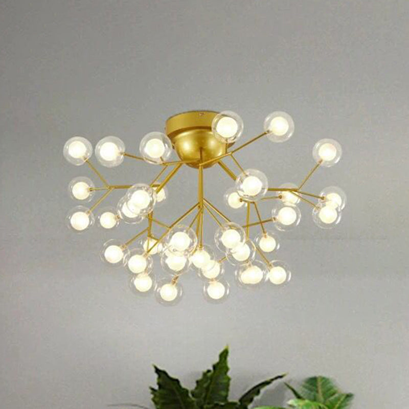 DecorBites™ DecorBites™ Gold Nordic Firefly LED Flush Mount Chandelier for Dining Room