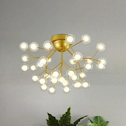 DecorBites™ DecorBites™ Gold Nordic Firefly LED Flush Mount Chandelier for Dining Room