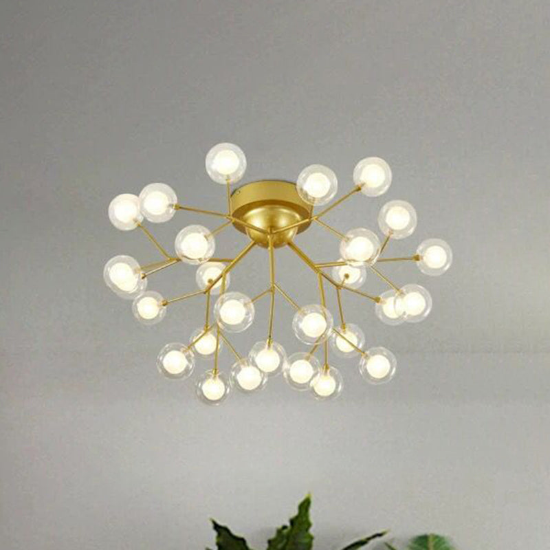 DecorBites™ DecorBites™ Gold Nordic Firefly LED Flush Mount Chandelier for Dining Room