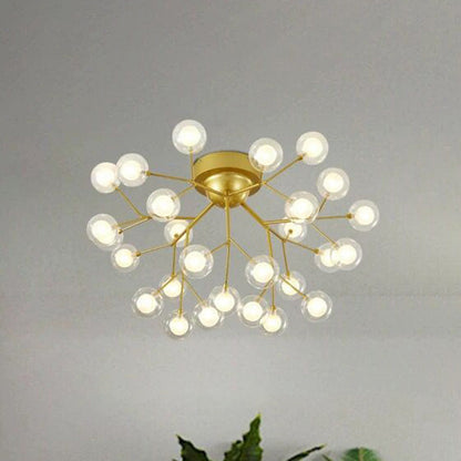 DecorBites™ DecorBites™ Gold Nordic Firefly LED Flush Mount Chandelier for Dining Room