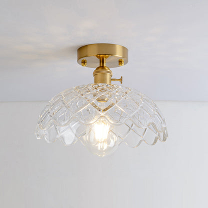 DecorBites™ DecorBites™ Retro Style Gold Shaded Glass Flush Mount Light for Corridors - Semi Flush Ceiling Fixture