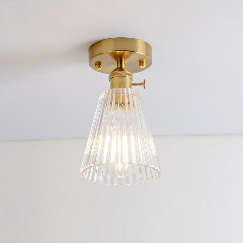 DecorBites™ DecorBites™ Retro Style Gold Shaded Glass Flush Mount Light for Corridors - Semi Flush Ceiling Fixture