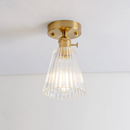 DecorBites™ DecorBites™ Retro Style Gold Shaded Glass Flush Mount Light for Corridors - Semi Flush Ceiling Fixture