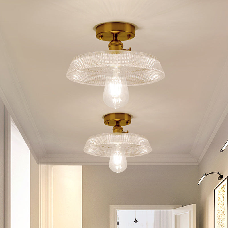 DecorBites™ DecorBites™ Retro Style Gold Shaded Glass Flush Mount Light for Corridors - Semi Flush Ceiling Fixture