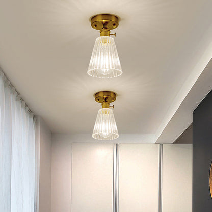 DecorBites™ DecorBites™ Retro Style Gold Shaded Glass Flush Mount Light for Corridors - Semi Flush Ceiling Fixture
