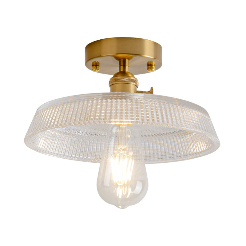 DecorBites™ DecorBites™ Retro Style Gold Shaded Glass Flush Mount Light for Corridors - Semi Flush Ceiling Fixture
