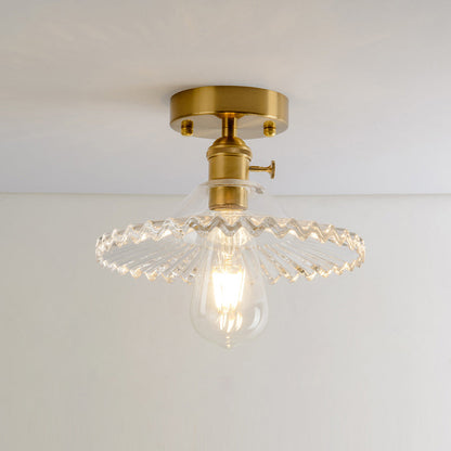 DecorBites™ DecorBites™ Retro Style Gold Shaded Glass Flush Mount Light for Corridors - Semi Flush Ceiling Fixture