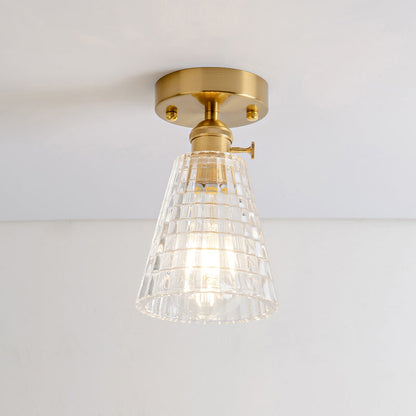 DecorBites™ DecorBites™ Retro Style Gold Shaded Glass Flush Mount Light for Corridors - Semi Flush Ceiling Fixture