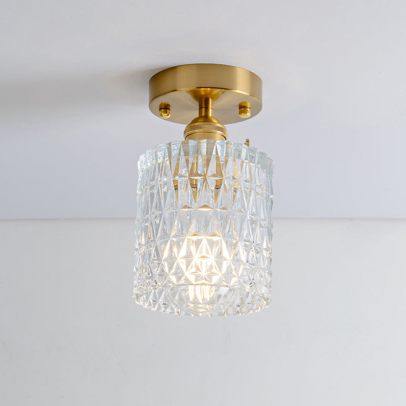 DecorBites™ DecorBites™ Retro Style Gold Shaded Glass Flush Mount Light for Corridors - Semi Flush Ceiling Fixture