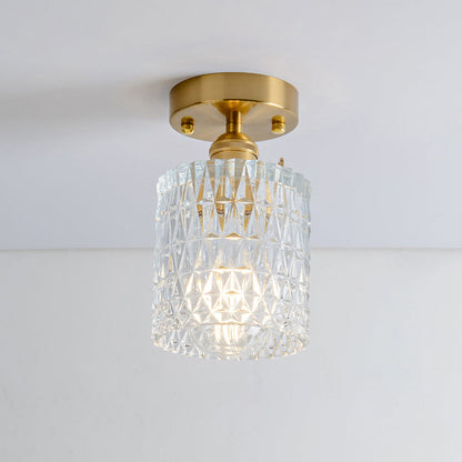 DecorBites™ DecorBites™ Retro Style Gold Shaded Glass Flush Mount Light for Corridors - Semi Flush Ceiling Fixture