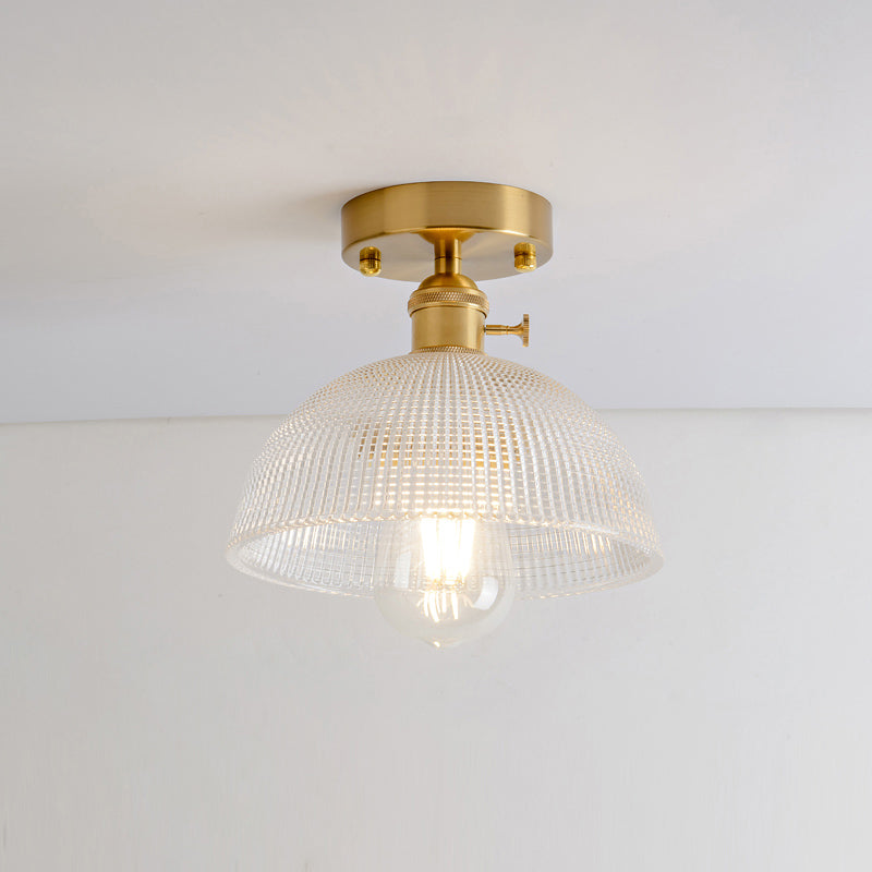 DecorBites™ DecorBites™ Retro Style Gold Shaded Glass Flush Mount Light for Corridors - Semi Flush Ceiling Fixture