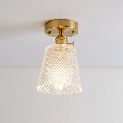 DecorBites™ DecorBites™ Retro Style Gold Shaded Glass Flush Mount Light for Corridors - Semi Flush Ceiling Fixture