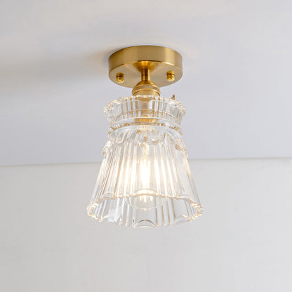 DecorBites™ DecorBites™ Retro Style Gold Shaded Glass Flush Mount Light for Corridors - Semi Flush Ceiling Fixture