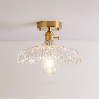 DecorBites™ DecorBites™ Retro Style Gold Shaded Glass Flush Mount Light for Corridors - Semi Flush Ceiling Fixture