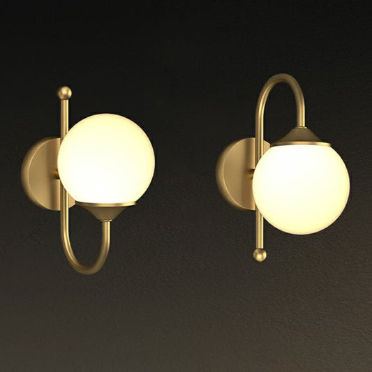 DecorBites™ Gold LED Wall Lamp: Minimalist Cream Glass Sconce Light for Dining Room