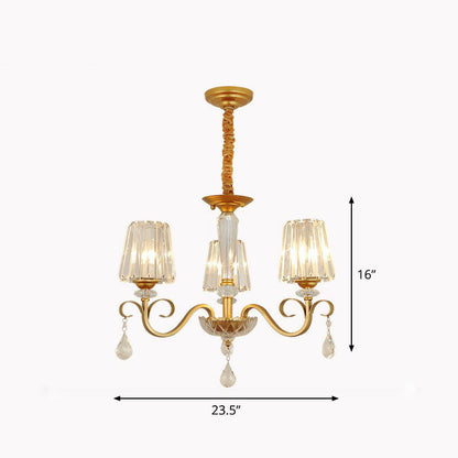 مصباح معلق مخروطي كريستالي معاصر مع زخارف على شكل قطرات