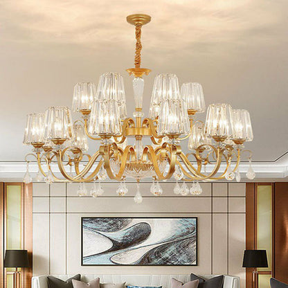 مصباح معلق مخروطي كريستالي معاصر مع زخارف على شكل قطرات