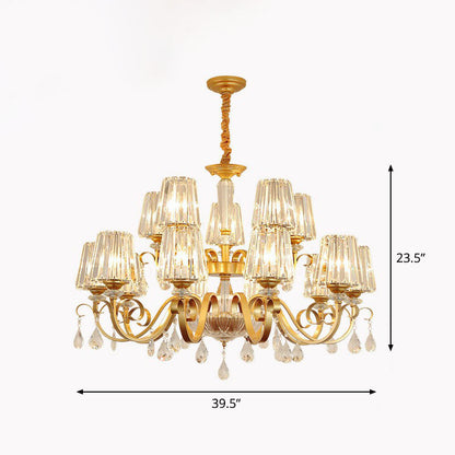 مصباح معلق مخروطي كريستالي معاصر مع زخارف على شكل قطرات