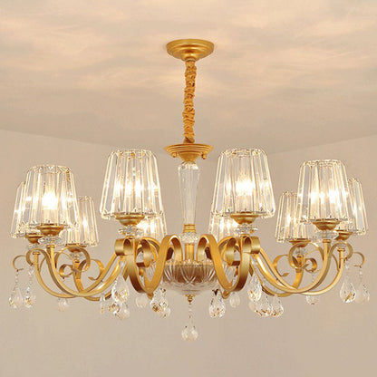 مصباح معلق مخروطي كريستالي معاصر مع زخارف على شكل قطرات