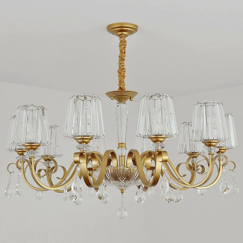 مصباح معلق مخروطي كريستالي معاصر مع زخارف على شكل قطرات