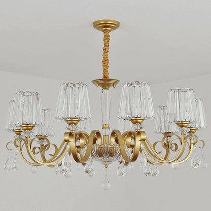 مصباح معلق مخروطي كريستالي معاصر مع زخارف على شكل قطرات