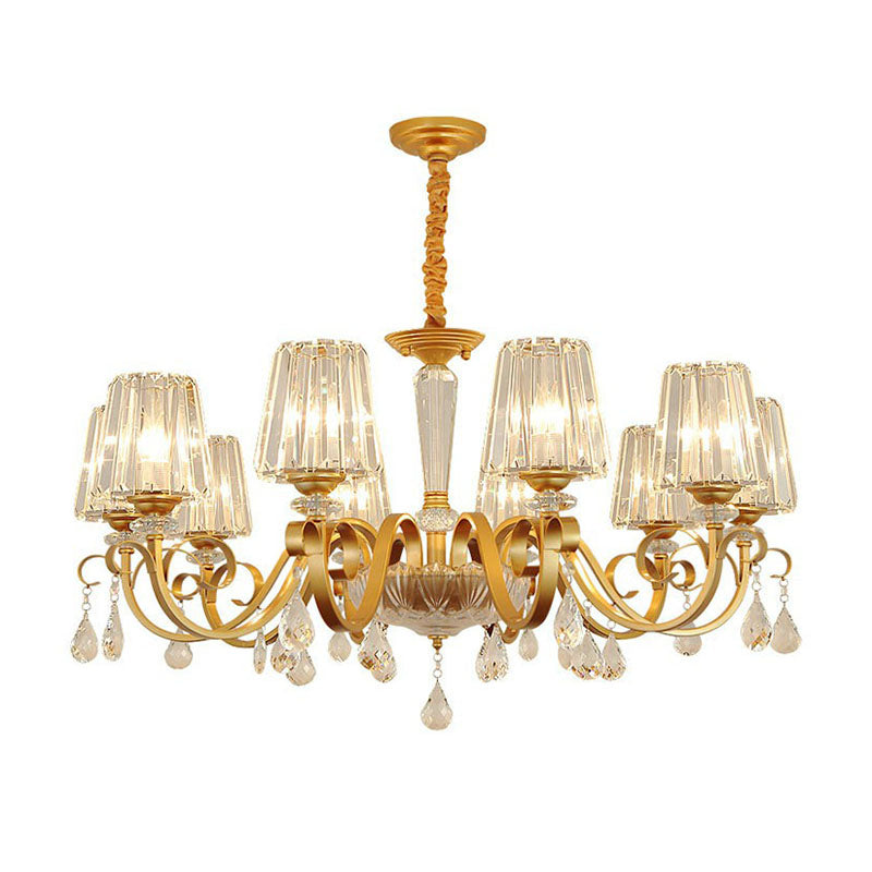 مصباح معلق مخروطي كريستالي معاصر مع زخارف على شكل قطرات