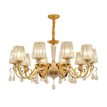 مصباح معلق مخروطي كريستالي معاصر مع زخارف على شكل قطرات