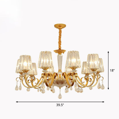 مصباح معلق مخروطي كريستالي معاصر مع زخارف على شكل قطرات