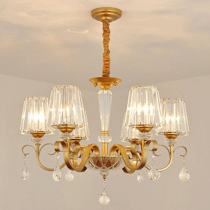 مصباح معلق مخروطي كريستالي معاصر مع زخارف على شكل قطرات