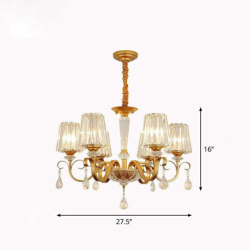 مصباح معلق مخروطي كريستالي معاصر مع زخارف على شكل قطرات