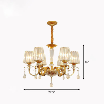 مصباح معلق مخروطي كريستالي معاصر مع زخارف على شكل قطرات