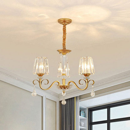 مصباح معلق مخروطي كريستالي معاصر مع زخارف على شكل قطرات