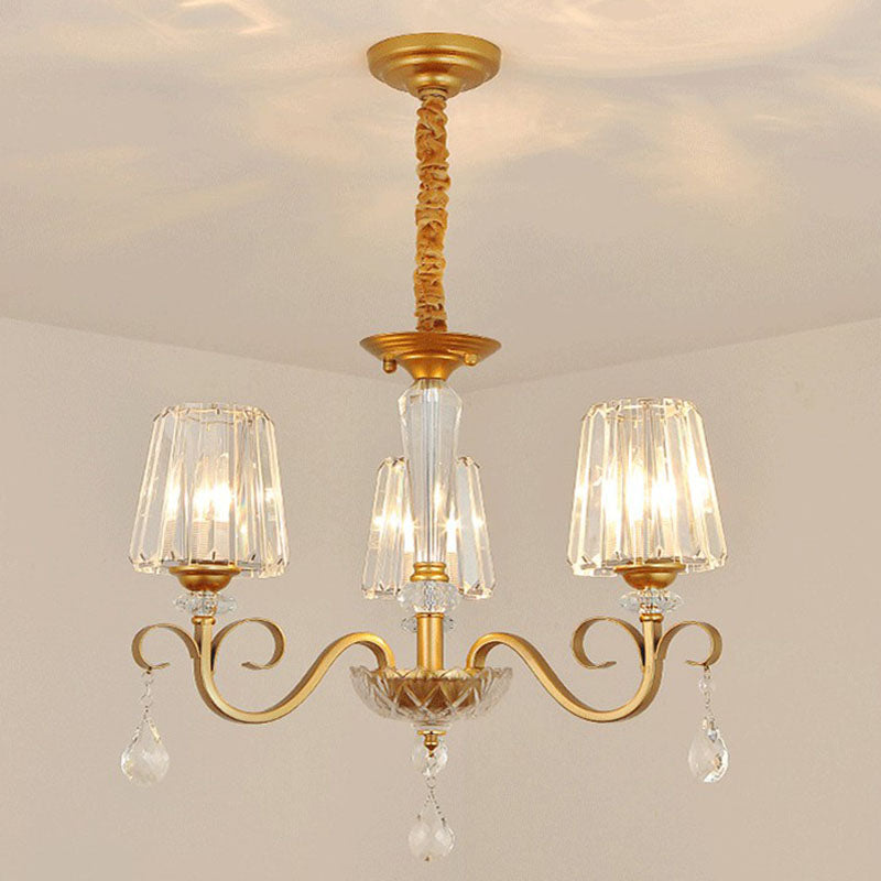 مصباح معلق مخروطي كريستالي معاصر مع زخارف على شكل قطرات