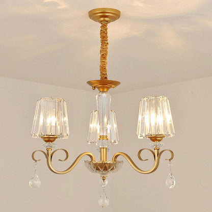 مصباح معلق مخروطي كريستالي معاصر مع زخارف على شكل قطرات