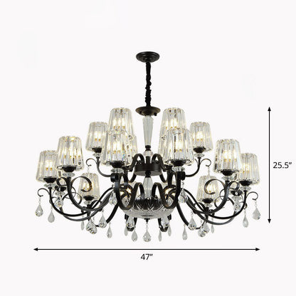 مصباح معلق مخروطي كريستالي معاصر مع زخارف على شكل قطرات