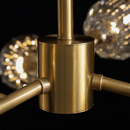 Gold Finish Chandelier with Metallic Branch Design and Clear Crystal Shade