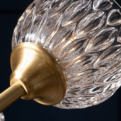 Gold Finish Chandelier with Metallic Branch Design and Clear Crystal Shade