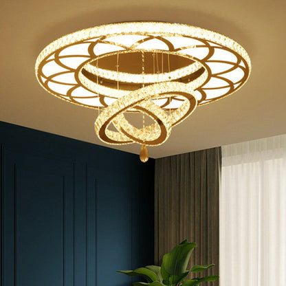 DecorBites™ DecorBites™ Modern Circular LED Flushmount with Clear Crystal for Living Room Ceiling