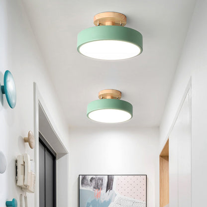 DecorBites™ DecorBites™ Sleek Wood Semi Flush Mount LED Ceiling Light with Round Acrylic Shade - Simplicity at its Best!