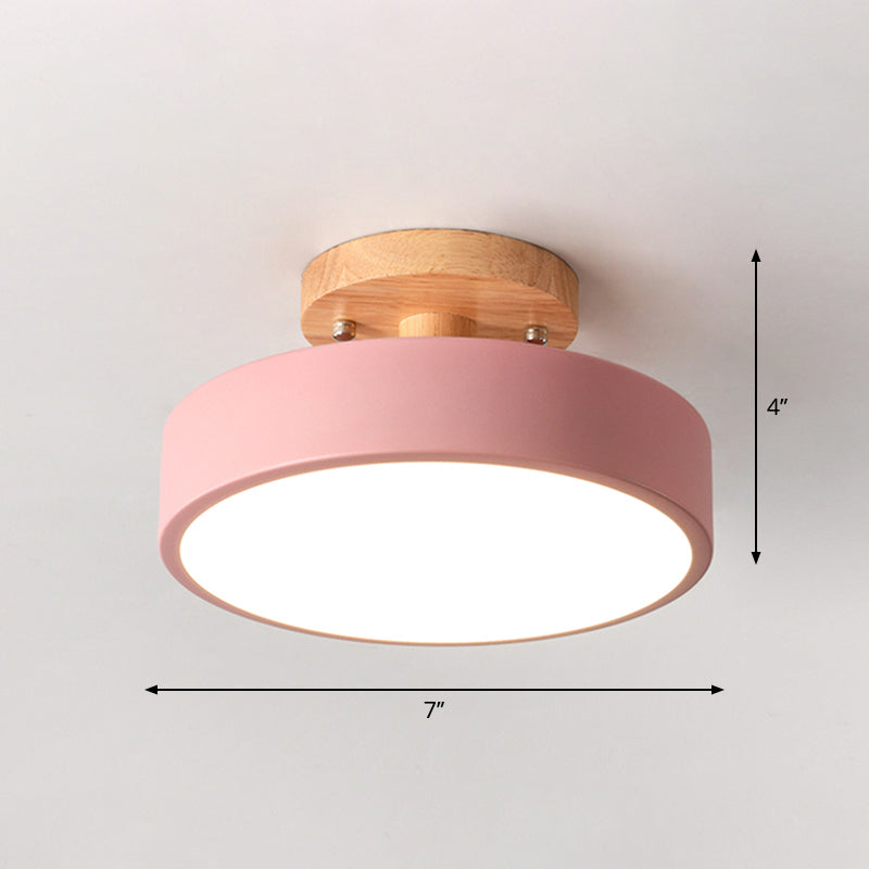 DecorBites™ DecorBites™ Sleek Wood Semi Flush Mount LED Ceiling Light with Round Acrylic Shade - Simplicity at its Best!