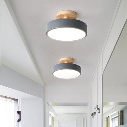 DecorBites™ DecorBites™ Sleek Wood Semi Flush Mount LED Ceiling Light with Round Acrylic Shade - Simplicity at its Best!