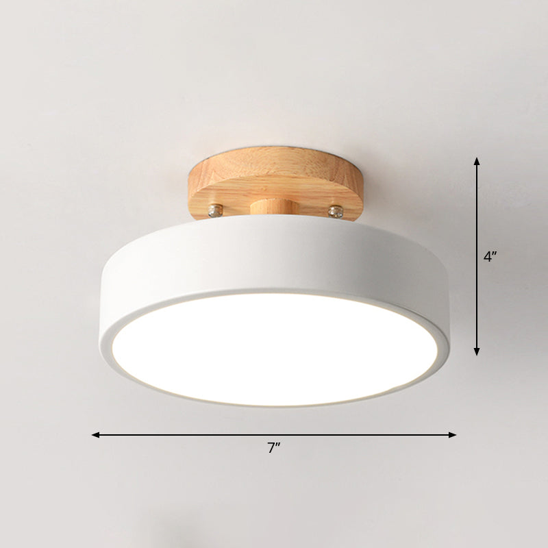 DecorBites™ DecorBites™ Sleek Wood Semi Flush Mount LED Ceiling Light with Round Acrylic Shade - Simplicity at its Best!