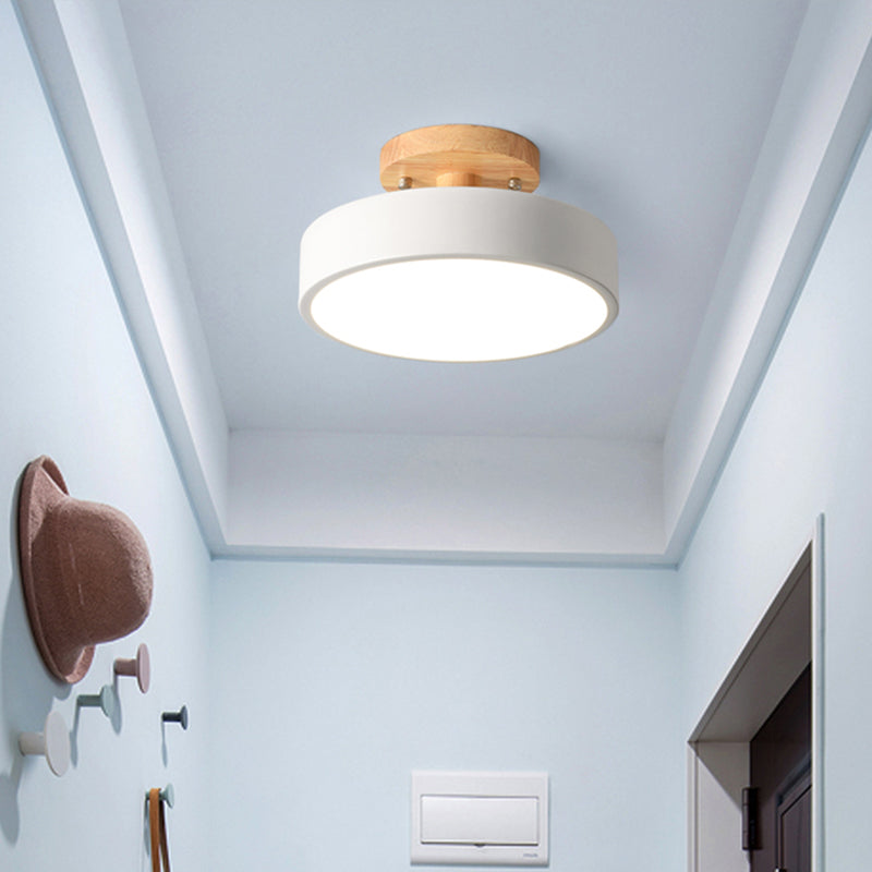 DecorBites™ DecorBites™ Sleek Wood Semi Flush Mount LED Ceiling Light with Round Acrylic Shade - Simplicity at its Best!