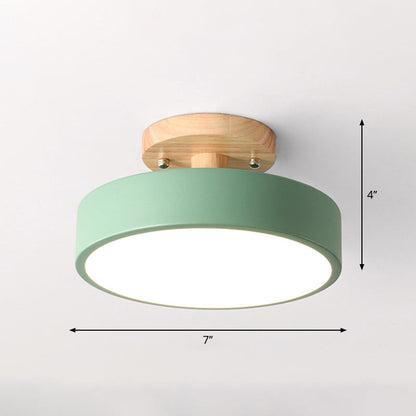 DecorBites™ DecorBites™ Sleek Wood Semi Flush Mount LED Ceiling Light with Round Acrylic Shade - Simplicity at its Best!