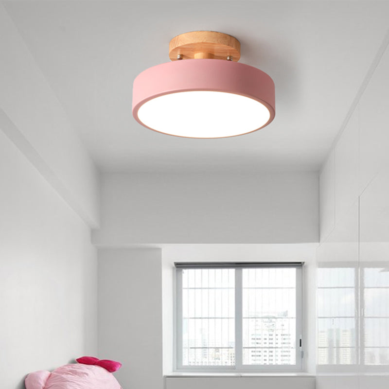 DecorBites™ DecorBites™ Sleek Wood Semi Flush Mount LED Ceiling Light with Round Acrylic Shade - Simplicity at its Best!